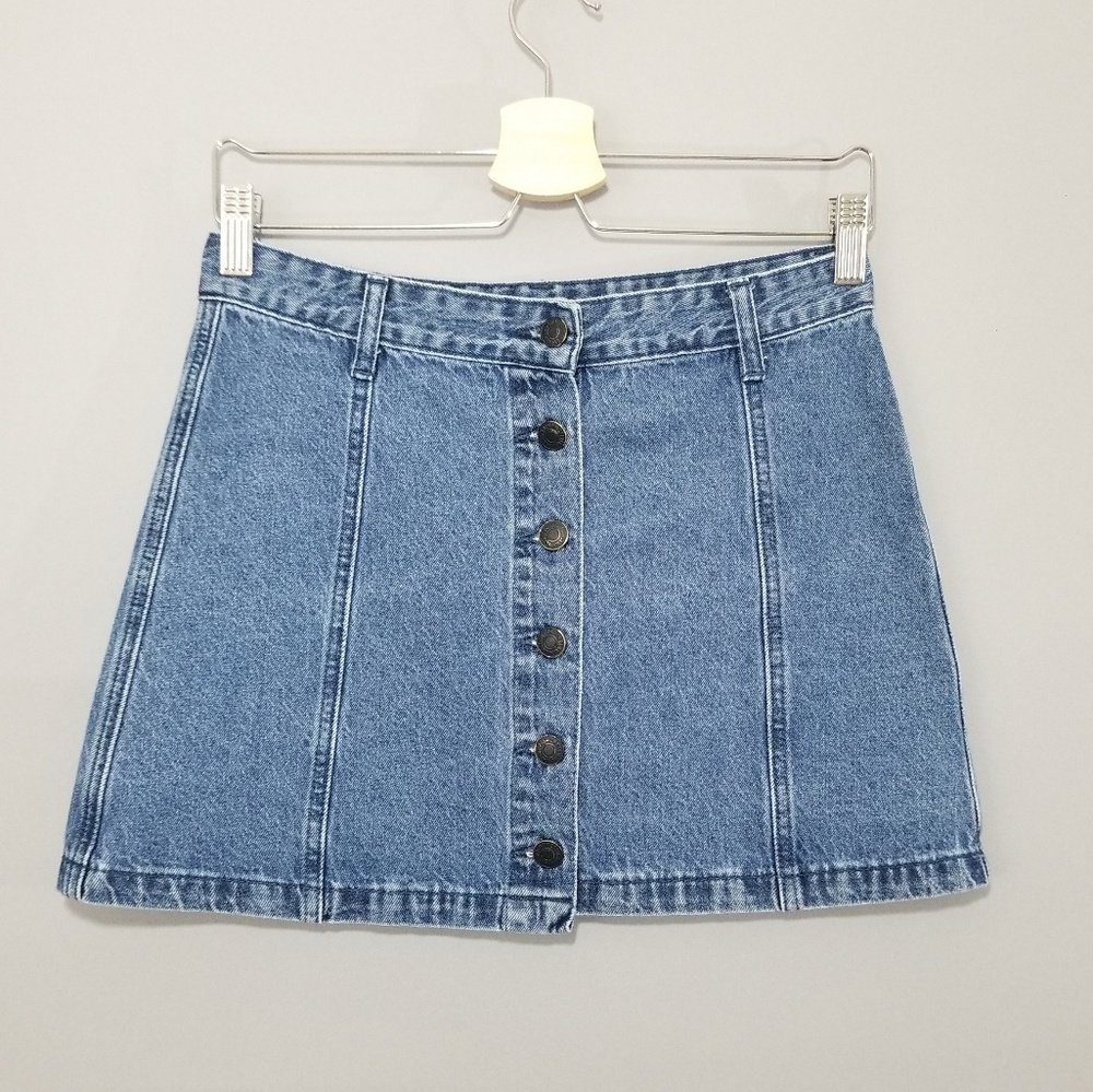 Forever 21 Button Front Short Denim Jean Skirt 27